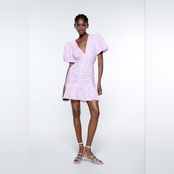 Zara Lilac Eyelet Dress - Picture 2 of 2